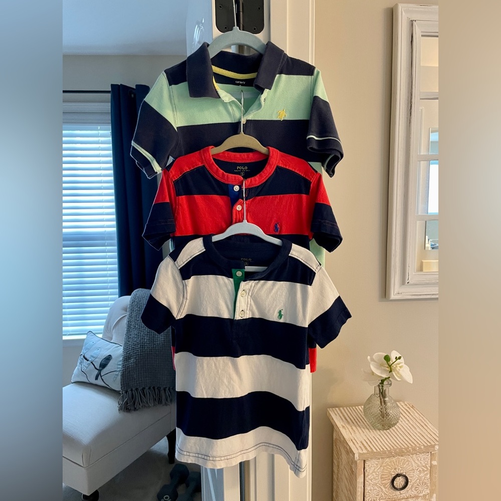 3 Boys Tops / 2 Ralph Lauren Polo Shirts & 1 Carter's Polo - Size 5